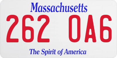 MA license plate 262OA6