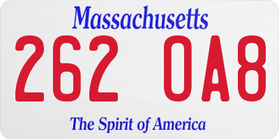 MA license plate 262OA8