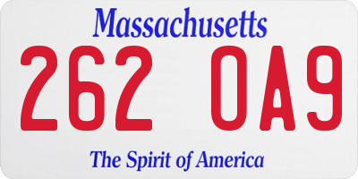 MA license plate 262OA9
