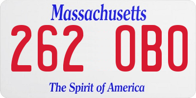 MA license plate 262OB0