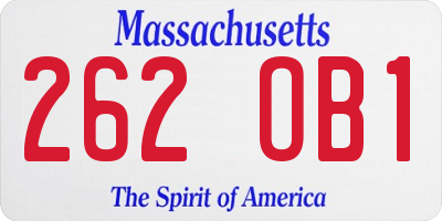 MA license plate 262OB1