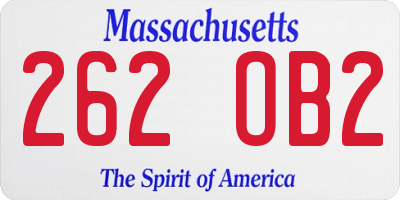 MA license plate 262OB2