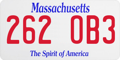 MA license plate 262OB3