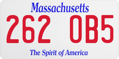 MA license plate 262OB5