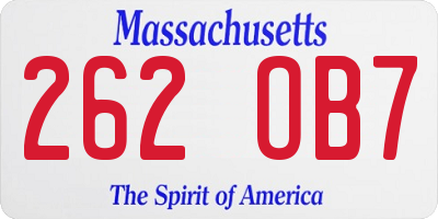 MA license plate 262OB7