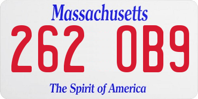 MA license plate 262OB9