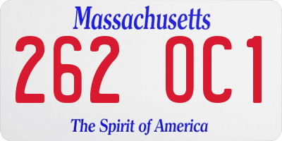MA license plate 262OC1