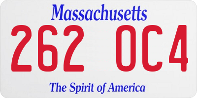 MA license plate 262OC4