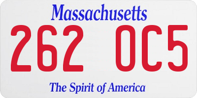 MA license plate 262OC5