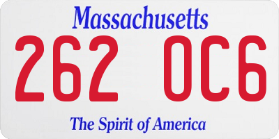 MA license plate 262OC6