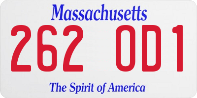MA license plate 262OD1