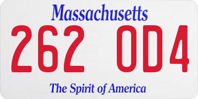 MA license plate 262OD4