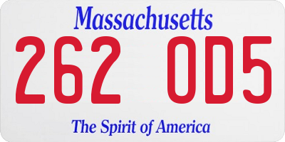 MA license plate 262OD5