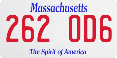 MA license plate 262OD6