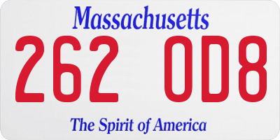 MA license plate 262OD8