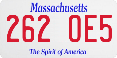 MA license plate 262OE5