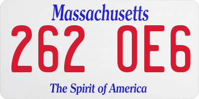 MA license plate 262OE6
