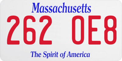 MA license plate 262OE8