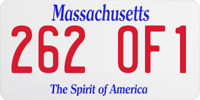 MA license plate 262OF1