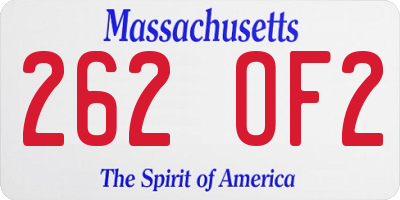 MA license plate 262OF2