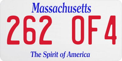 MA license plate 262OF4