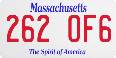 MA license plate 262OF6
