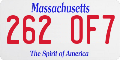 MA license plate 262OF7