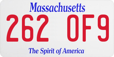 MA license plate 262OF9