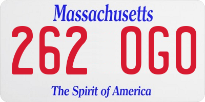 MA license plate 262OG0
