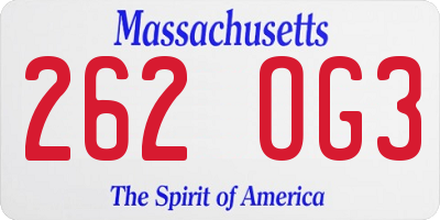 MA license plate 262OG3