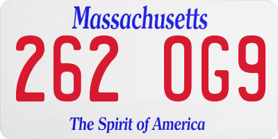MA license plate 262OG9