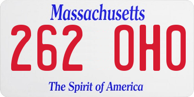 MA license plate 262OH0