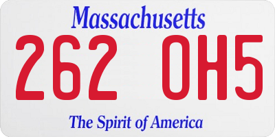 MA license plate 262OH5
