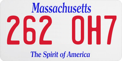MA license plate 262OH7