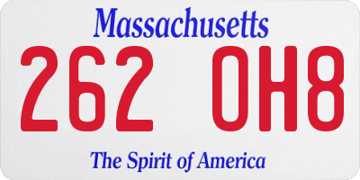 MA license plate 262OH8