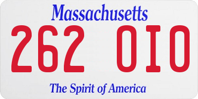 MA license plate 262OI0