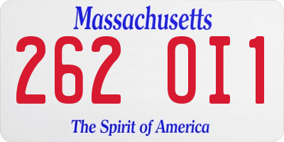 MA license plate 262OI1