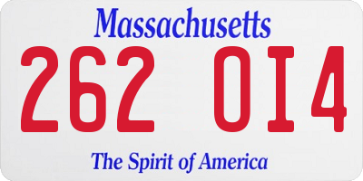 MA license plate 262OI4