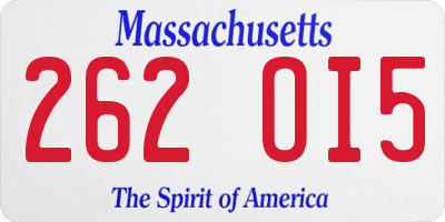 MA license plate 262OI5