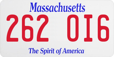 MA license plate 262OI6