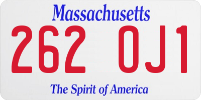 MA license plate 262OJ1