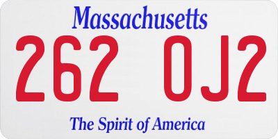 MA license plate 262OJ2