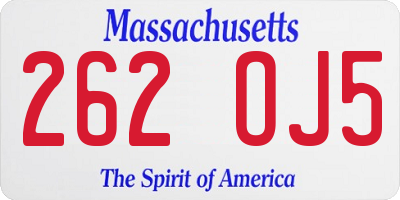 MA license plate 262OJ5