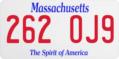MA license plate 262OJ9