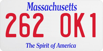 MA license plate 262OK1