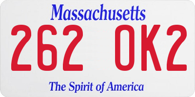 MA license plate 262OK2