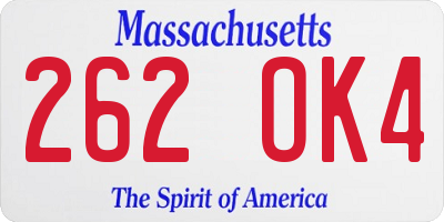 MA license plate 262OK4