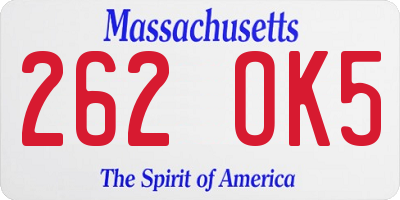 MA license plate 262OK5