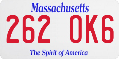 MA license plate 262OK6