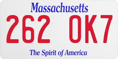 MA license plate 262OK7